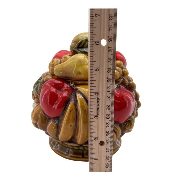 Vintage Ceramic Fruit Basket Cookie Jar Unique Kitchen Decor Collectible Storage - Picture 9 of 12